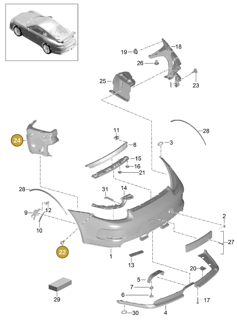 99150547990 — Porsche 911 (2013-2020) diagram p41802010, position 22+24