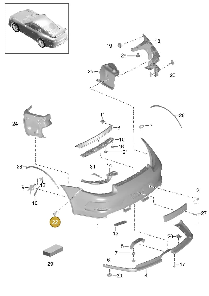 99150547991 — Porsche 911 (2013-2020) diagram p41802010, position 22