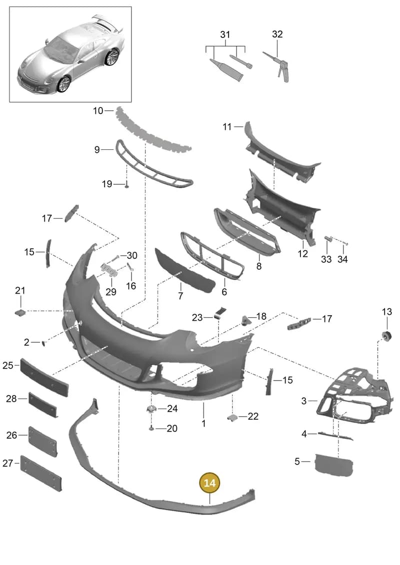 99150552580OK1 — Porsche 911 (2013-2020) diagram p41802000, position 14