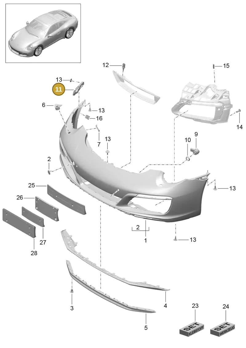 99150553501 — Porsche 911 (2016-2019) diagram p47802000, position 11+8