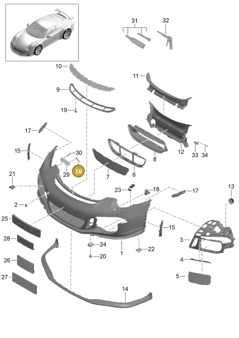 99150562780 — Porsche 911 (2013-2020) diagram p41802000, position 16
