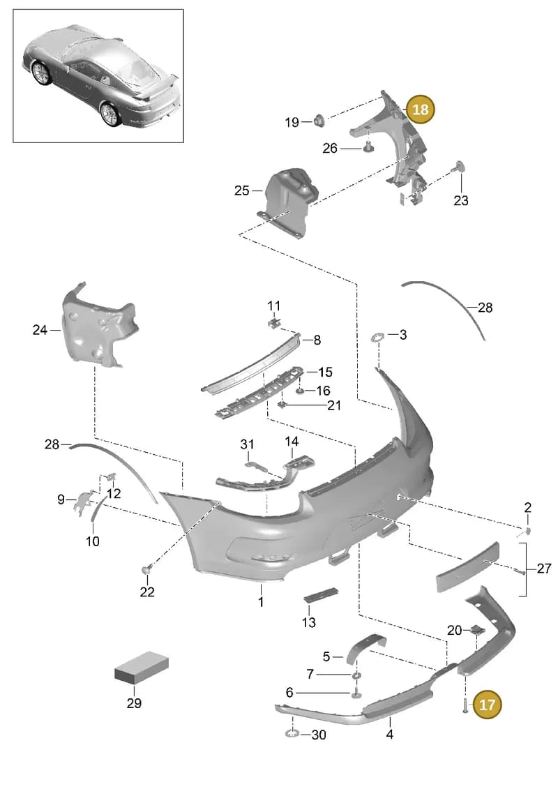 99150563190 — Porsche 911 (2013-2020) diagram p41802010, position 17+18