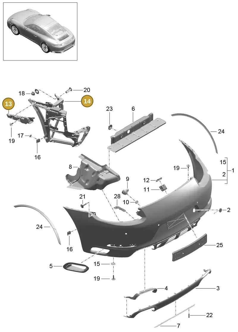 99150563603 — Porsche 911 (2016-2019) diagram p47802010, position 13+14