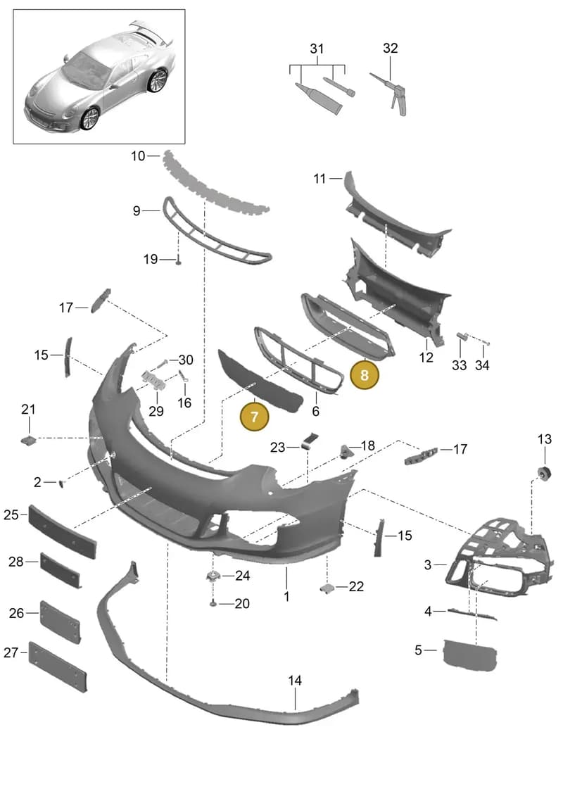 99150571180 — Porsche 911 (2013-2020) diagram p41802000, position 7+8