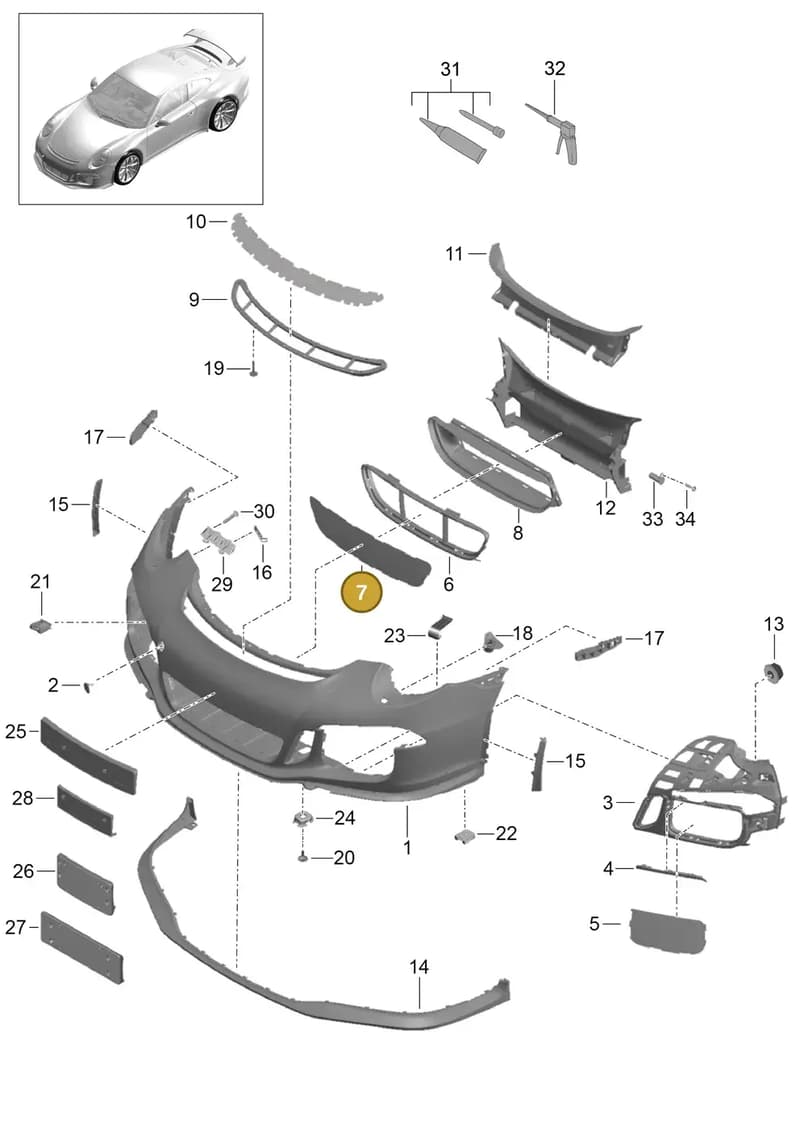 99150571191 — Porsche 911 (2013-2020) diagram p41802000, position 7