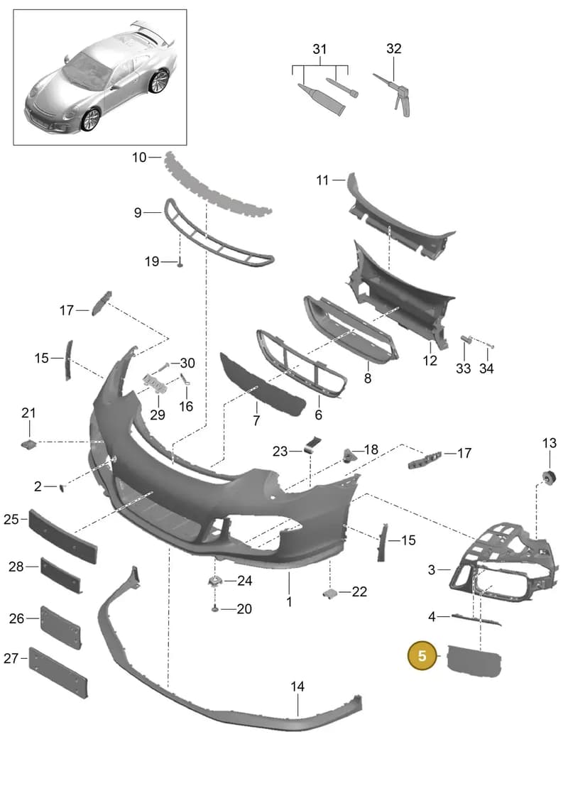 99150571380 — Porsche 911 (2013-2020) diagram p41802000, position 5