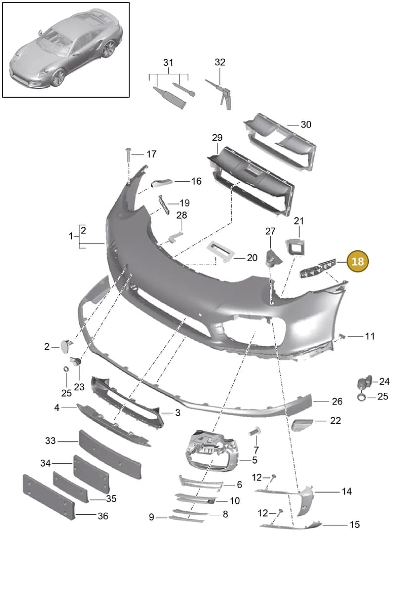 99150571784 — Porsche 911 (2013-2020) diagram p42802000, position 18