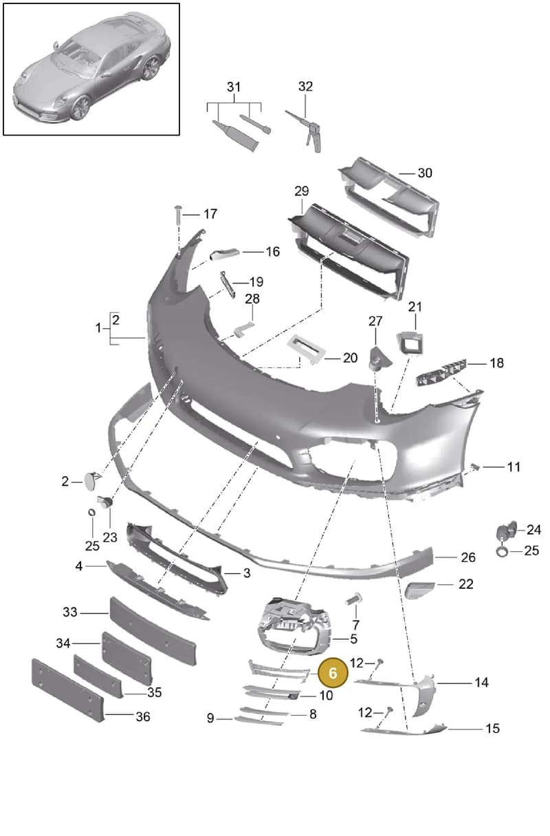 99150572900 — Porsche 911 (2013-2020) diagram p42802000, position 6