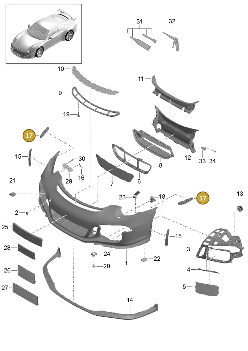 99150573180 — Porsche 911 (2013-2020) diagram p41802000, position 17