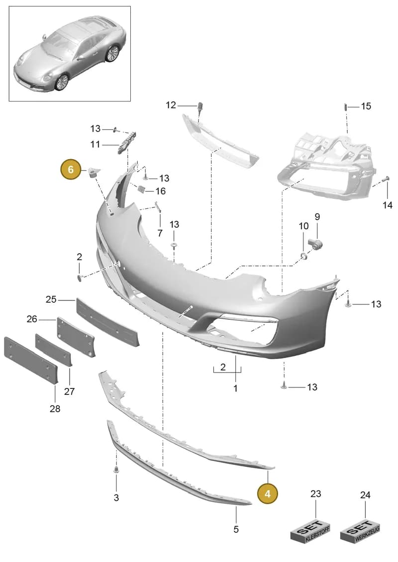 99150576202 — Porsche 911 (2016-2019) diagram p47802000, position 4+6