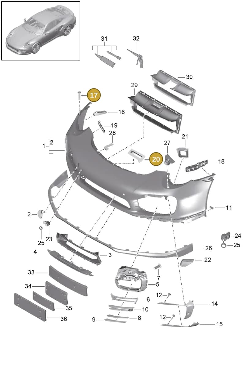 99150578100 — Porsche 911 (2013-2020) diagram p42802000, position 17+20