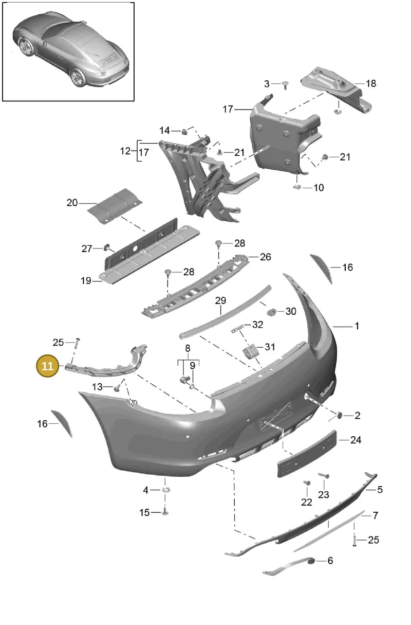 99150583506 — Porsche 991 Carrera 4 (2011-2016) diagram p38802015, position 11