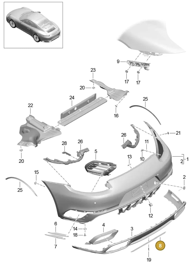 99150583701 — Porsche 911 (2013-2020) diagram p42802015, position 8