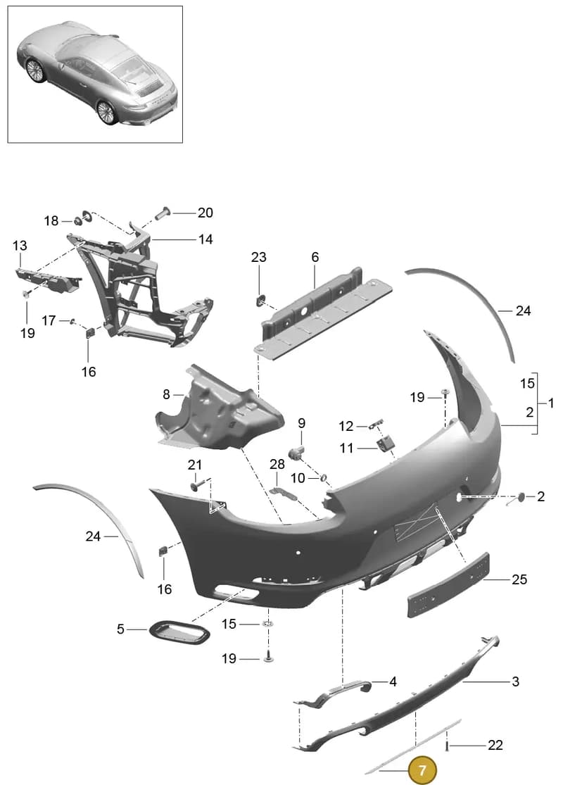 99150583701 — Porsche 911 (2016-2019) diagram p47802010, position 7