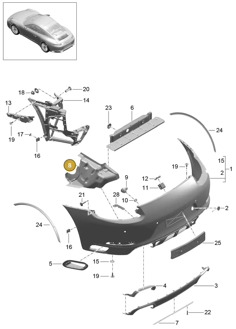 99150583703 — Porsche 911 (2016-2019) diagram p47802010, position 8