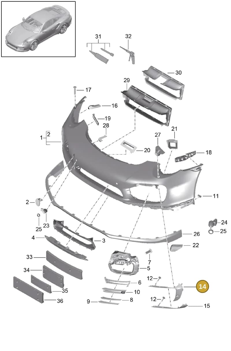99150585305 — Porsche 911 (2013-2020) diagram p42802000, position 14