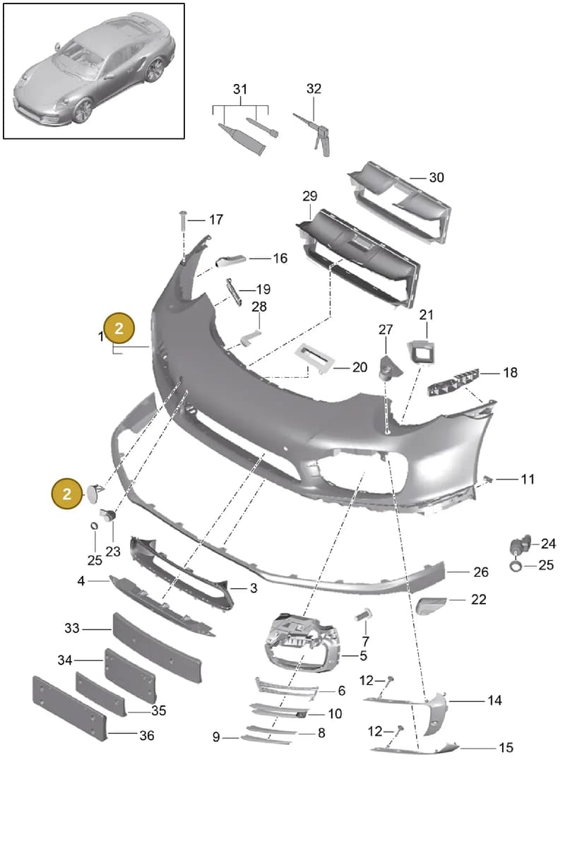 99150598801 — Porsche 911 (2013-2020) diagram p42802000, position 2