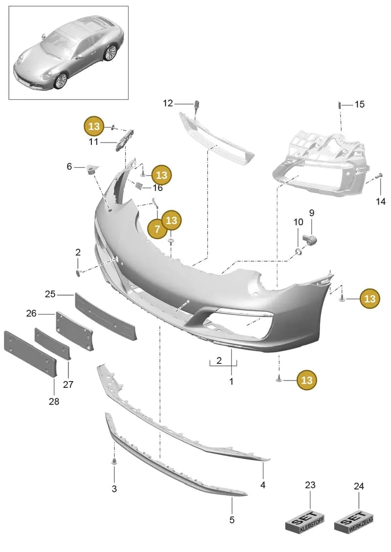991505989031E0 — Porsche 911 (2016-2019) diagram p47802000, position 7+13