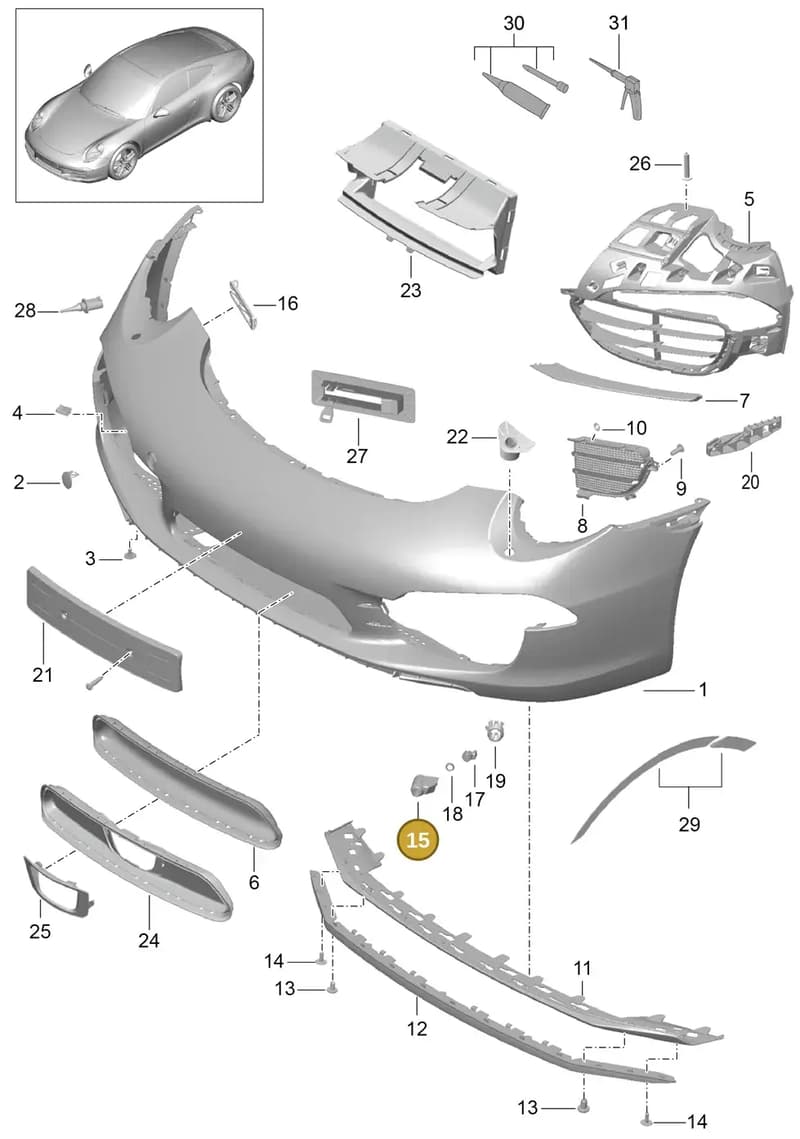 991505995001E0 — Porsche 991 Carrera 4 (2011-2016) diagram p38802000, position 15