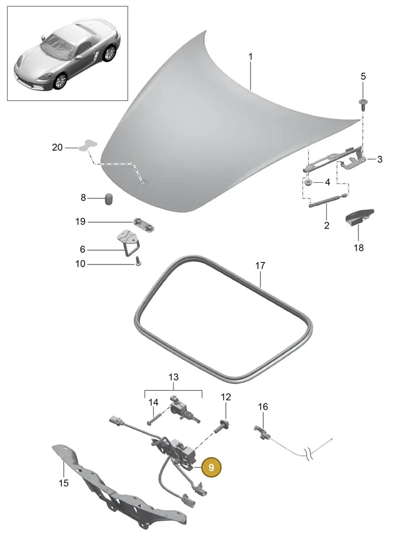 99151103307 — Porsche Boxster (2016-2019) diagram p48803000, position 9