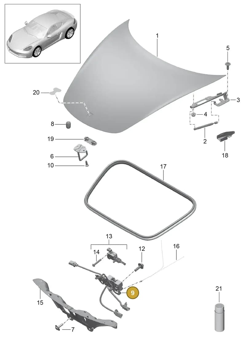 99151103307 — Porsche Cayman (2016-2019) diagram p50803000, position 9