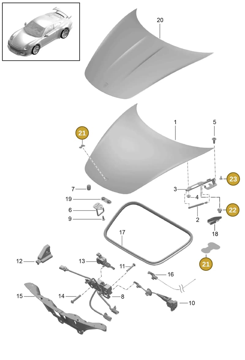 99151188100 — Porsche 911 (2013-2020) diagram p41803000, position 21+22+23