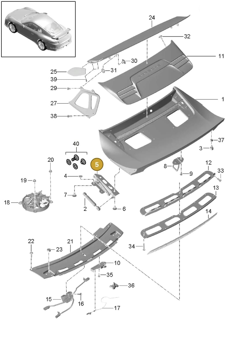 99151215180 — Porsche 911 (2013-2020) diagram p41803010, position 5