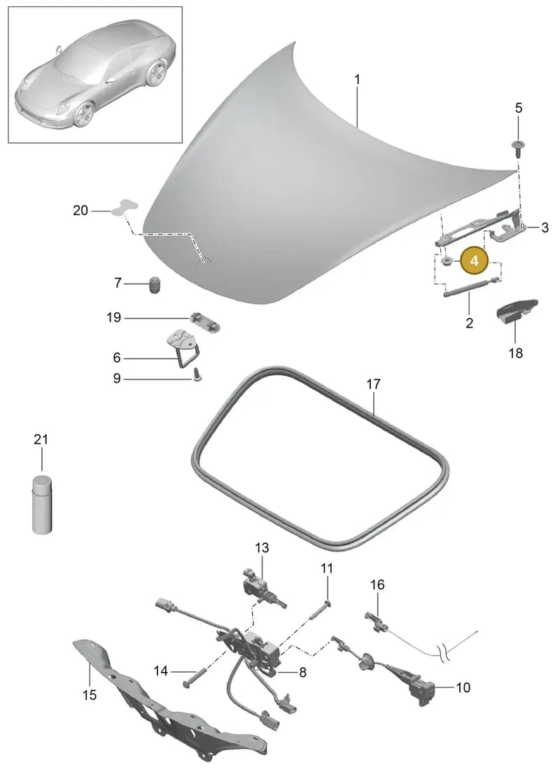 99151281900 — Porsche 991 Carrera 4 (2011-2016) diagram p38803000, position 4