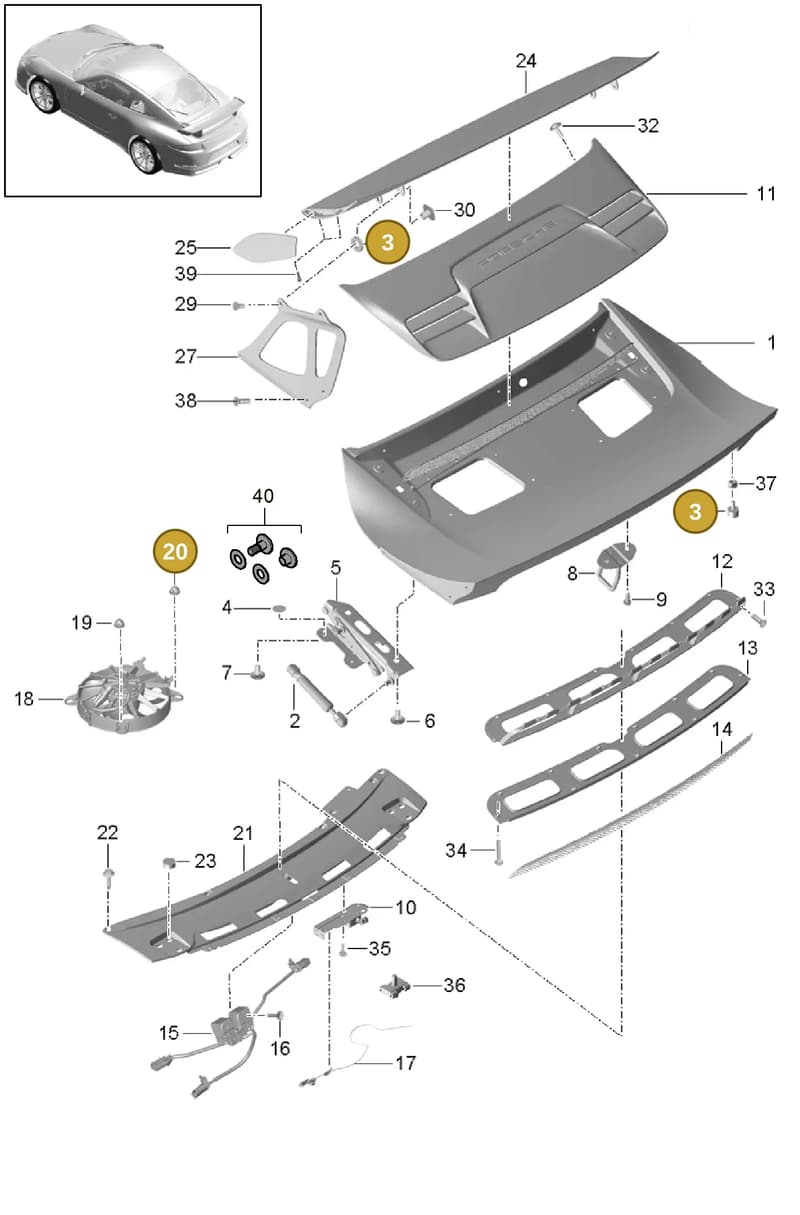 99151297180 — Porsche 911 (2013-2020) diagram p41803010, position 3+20
