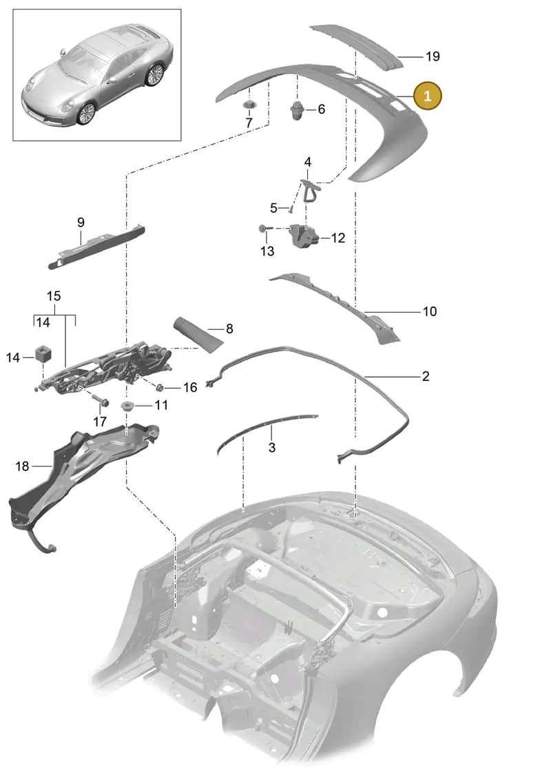 99151401121GRV — Porsche 911 (2016-2019) diagram p47811060, position 1
