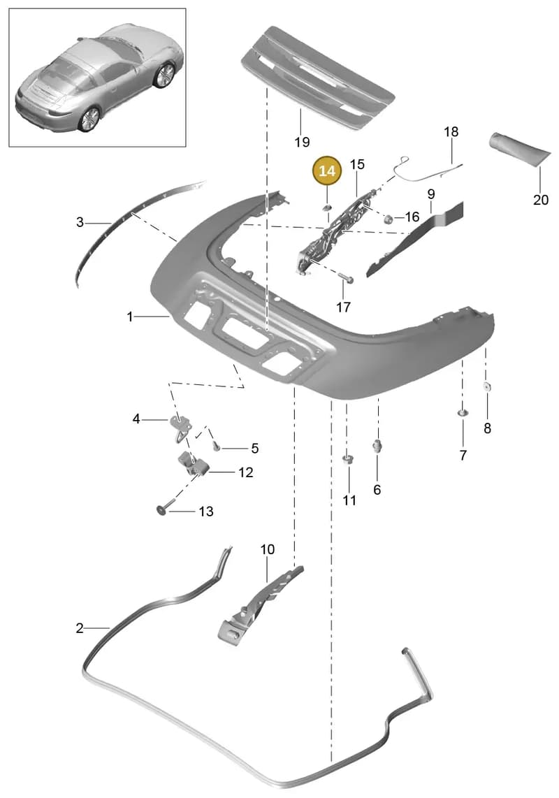 99151430100 — Porsche 991 Carrera 4 (2011-2016) diagram p38811062, position 14