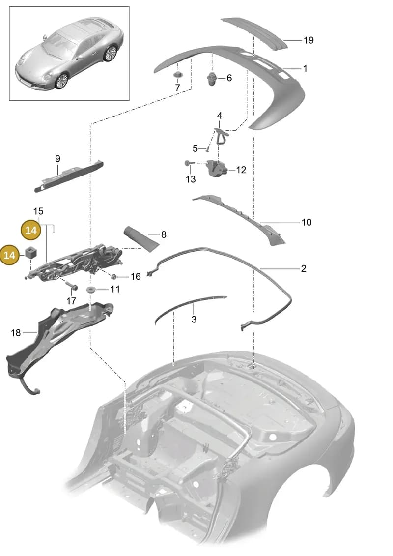 99151430100 — Porsche 911 (2016-2019) diagram p47811060, position 14