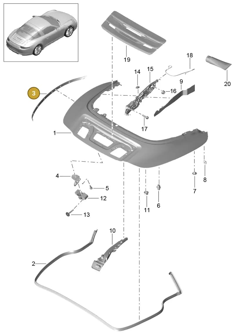 99151463204 — Porsche 991 Carrera 4 (2011-2016) diagram p38811062, position 3
