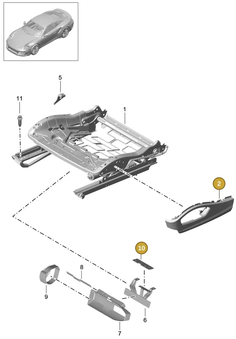 99152164301 — Porsche 911 (2013-2020) diagram p42817030, position 2+10