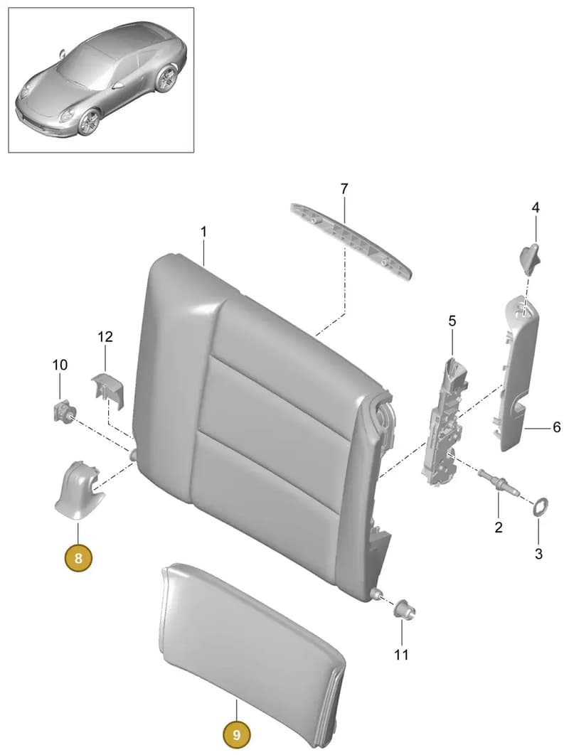 99152223507OW7 — Porsche 991 Carrera 4 (2011-2016) diagram p38817040, position 8+9