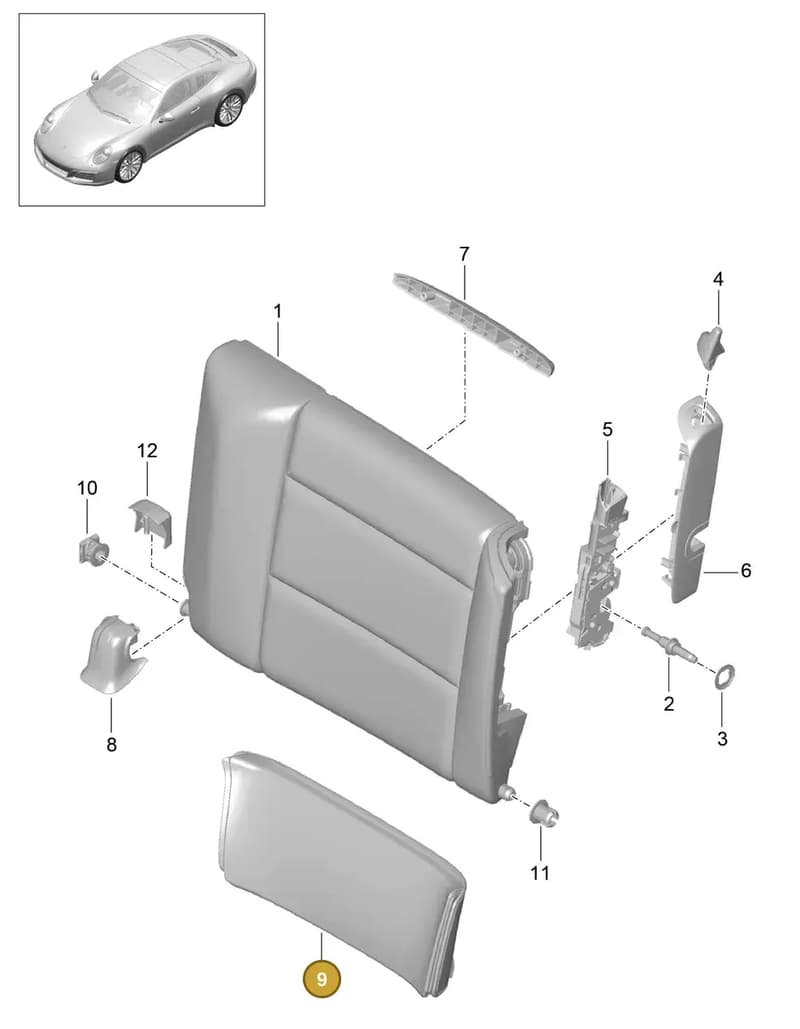 99152223511RBP — Porsche 911 (2016-2019) diagram p47817040, position 9