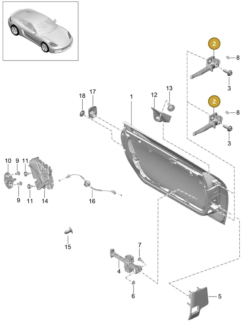 99153132001 — Porsche Cayman (2016-2019) diagram p50804000, position 2