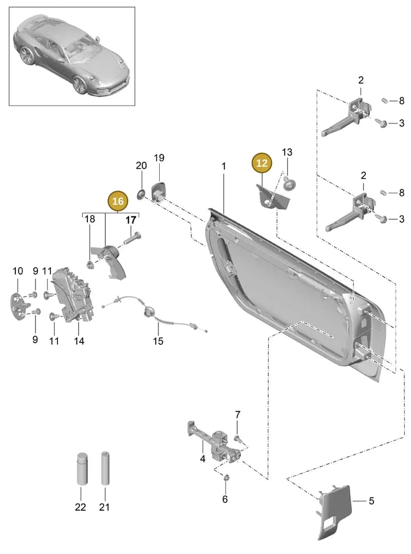 991537832001E0 — Porsche GT2 RS Clubsport (2013-2020) diagram p42804000, position 12+16