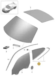 99154311113V09 Porsche Side Window (Alushine V09)