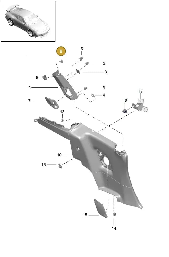 99155103182A75 — Porsche 911 (2013-2020) diagram p41807020, position 9