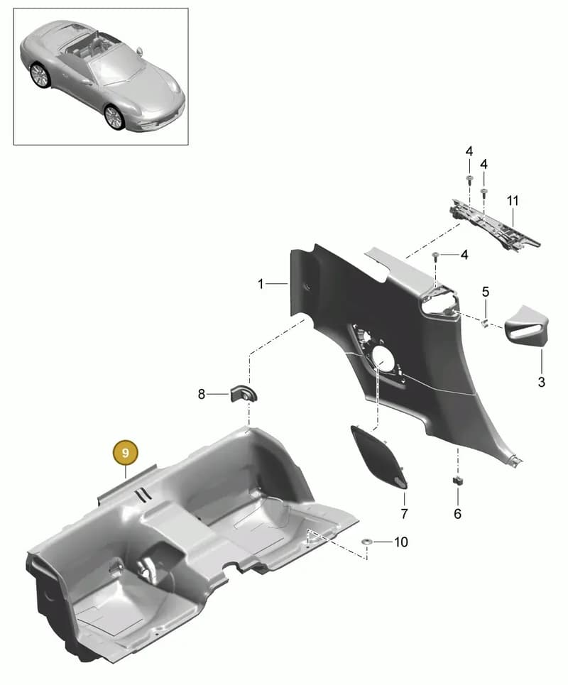 99155103500A31 — Porsche 991 Carrera 4 (2011-2016) diagram p38807030, position 9