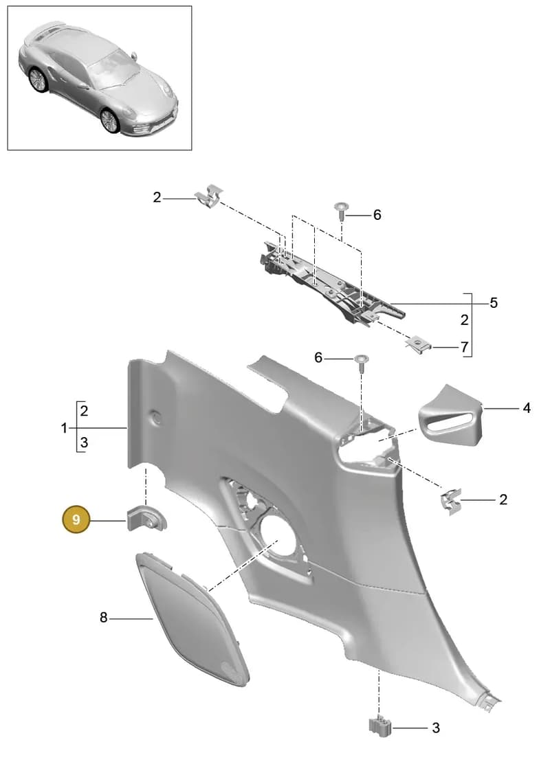 99155103500A31 — Porsche 911 (2016-2019) diagram p47807030, position 9