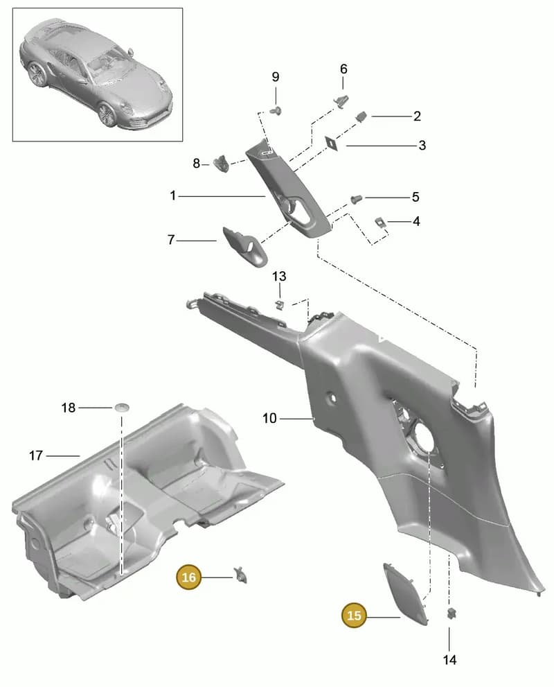 99155158301 — Porsche GT2 RS Clubsport (2013-2020) diagram p42807020, position 15+16