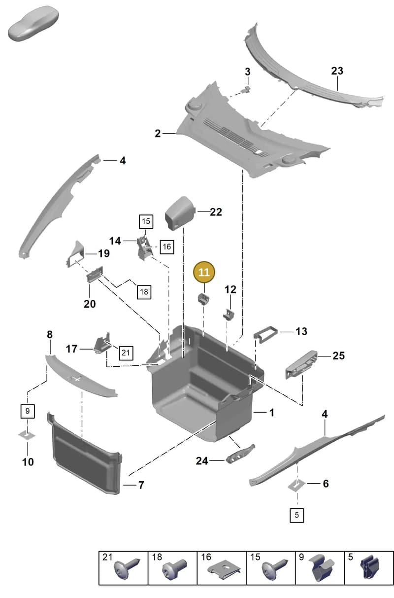 991551801001E0 — Porsche Boxster Spyder (2019-) diagram p55807000, position 11