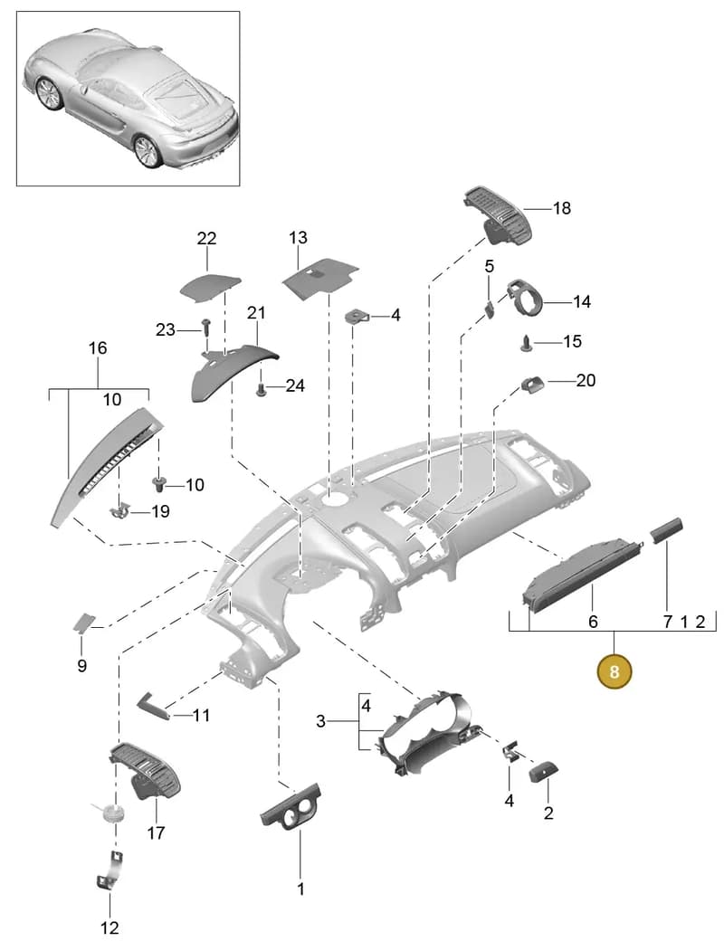 99155228190B3T — Porsche Cayman GT4 (2015-2016) diagram p45809005, position 8