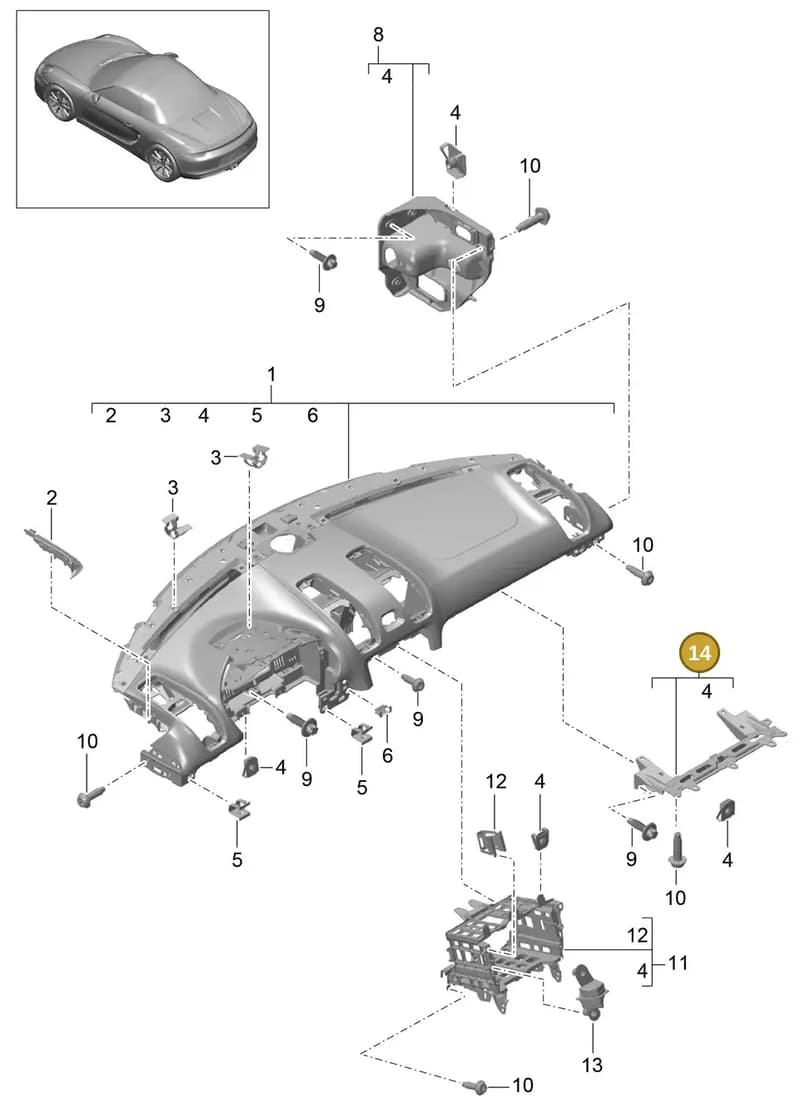 99155236002 — Porsche Boxster (2012-2016) diagram p39809000, position 14