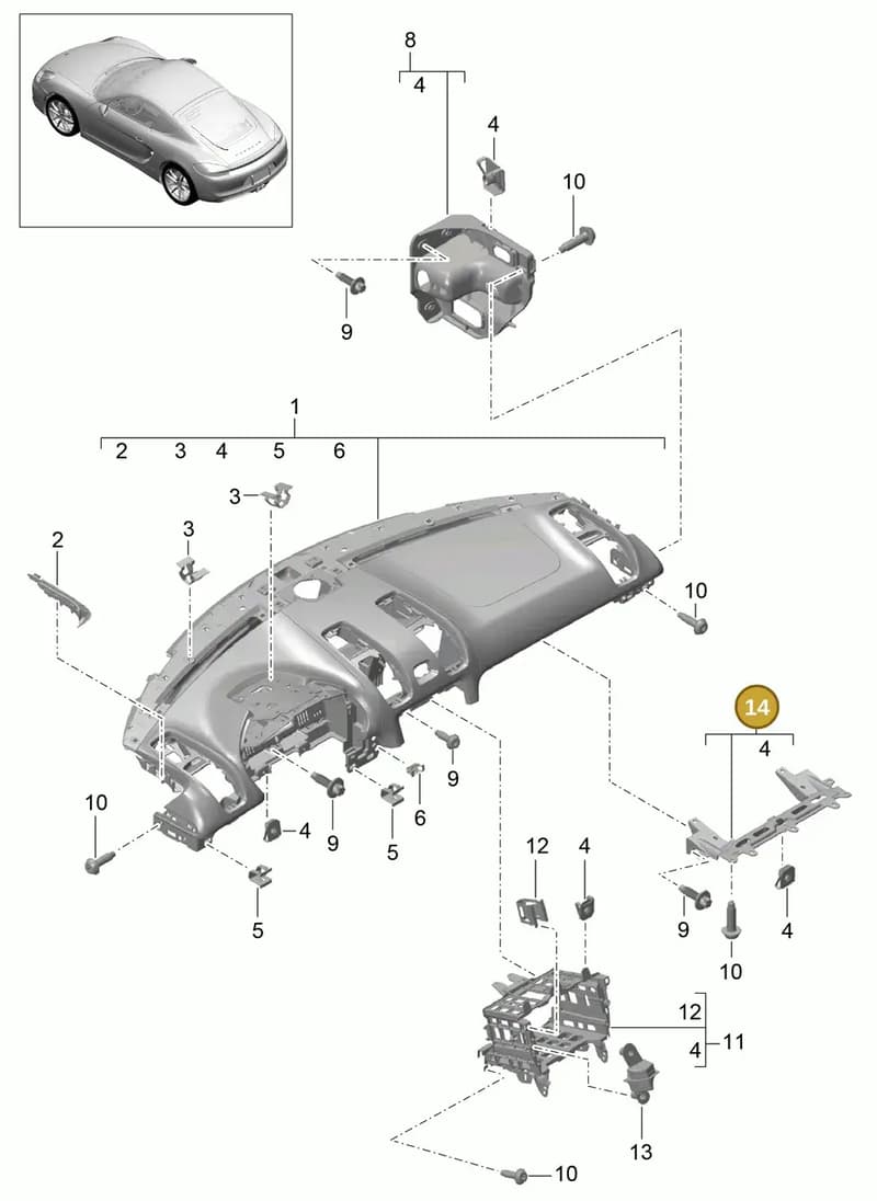 99155236002 — Porsche Cayman (2013-2016) diagram p40809000, position 14