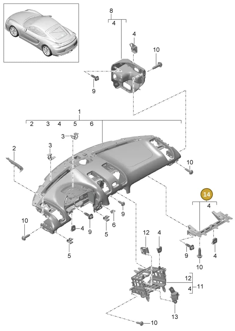 99155236002 — Porsche Cayman GT4 (2015-2016) diagram p45809000, position 14