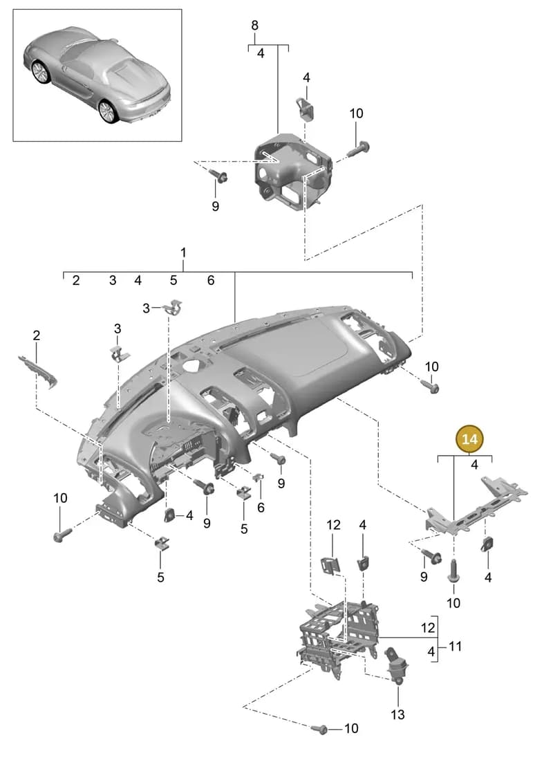 99155236002 — Porsche Boxster Spyder (2015-2016) diagram p46809000, position 14