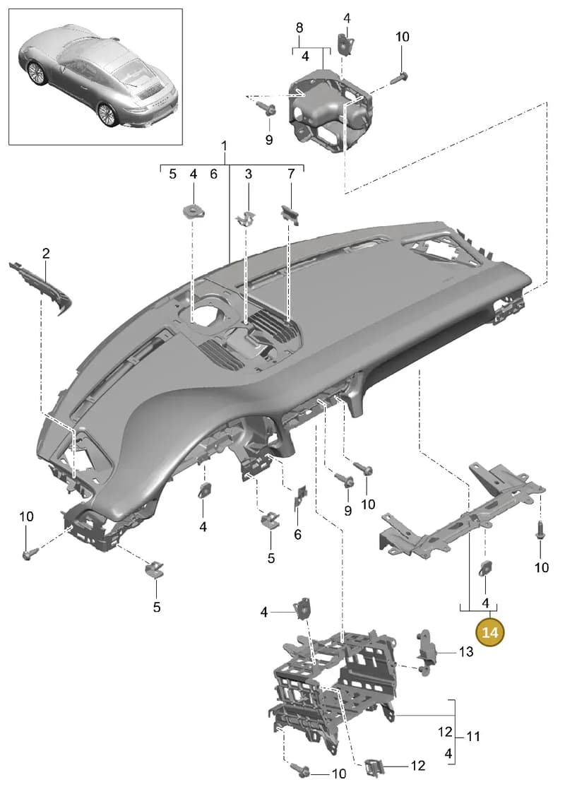 99155236002 — Porsche 911 (2016-2019) diagram p47809000, position 14